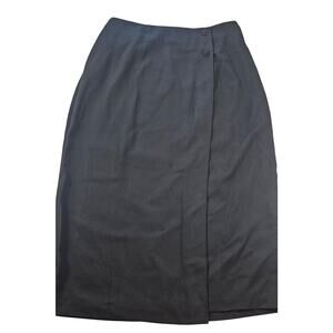 The avenue vintage sz 16 lined black wrap skirt classic modest casual midi